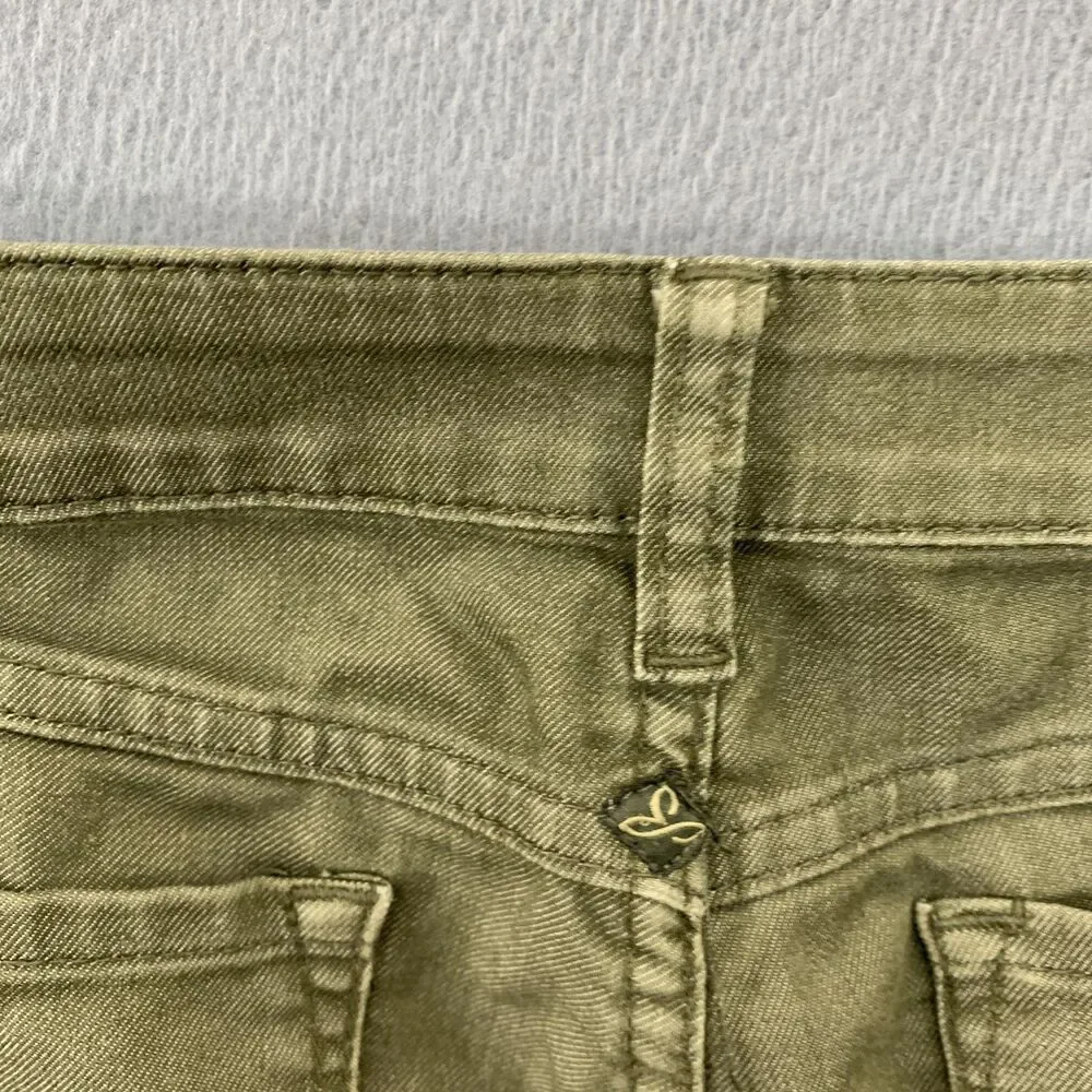 PrAna Jeans Womens 6/28 Green Medium Wash Slim Tapered Mid Rise Stretch Denim